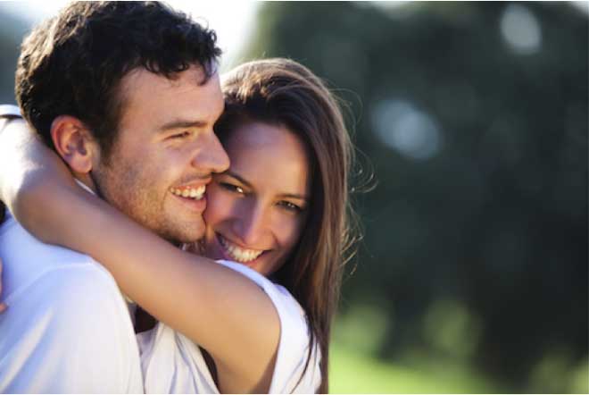 Couple smiling