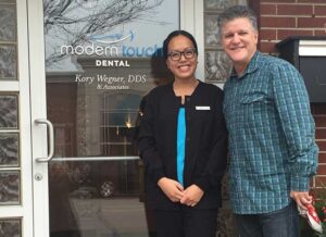 people in front of dental office